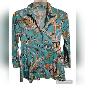 Nic+Zoe Riviera Botanic Women's Floral Long Sleeve Blouse